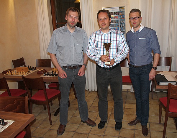 Die Sieger des Pokalturniers 2015: Philippe Leick (2), Andreas Ryba (1) und Erik Reder (3).